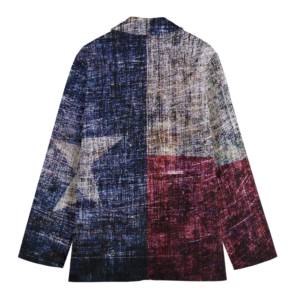 Grunge Texas Flag Print Women's Blazer