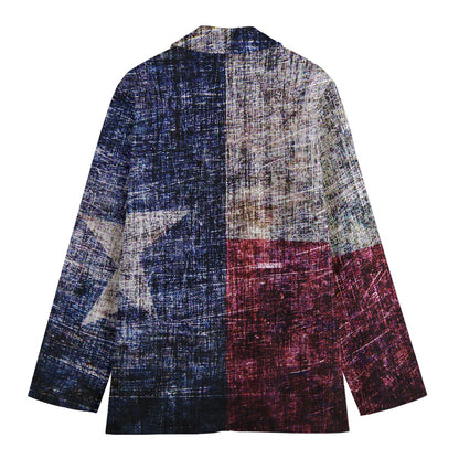 Grunge Texas Flag Print Women's Blazer