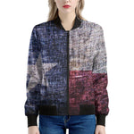 Grunge Texas Flag Print Women's Bomber Jacket