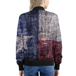 Grunge Texas Flag Print Women's Bomber Jacket