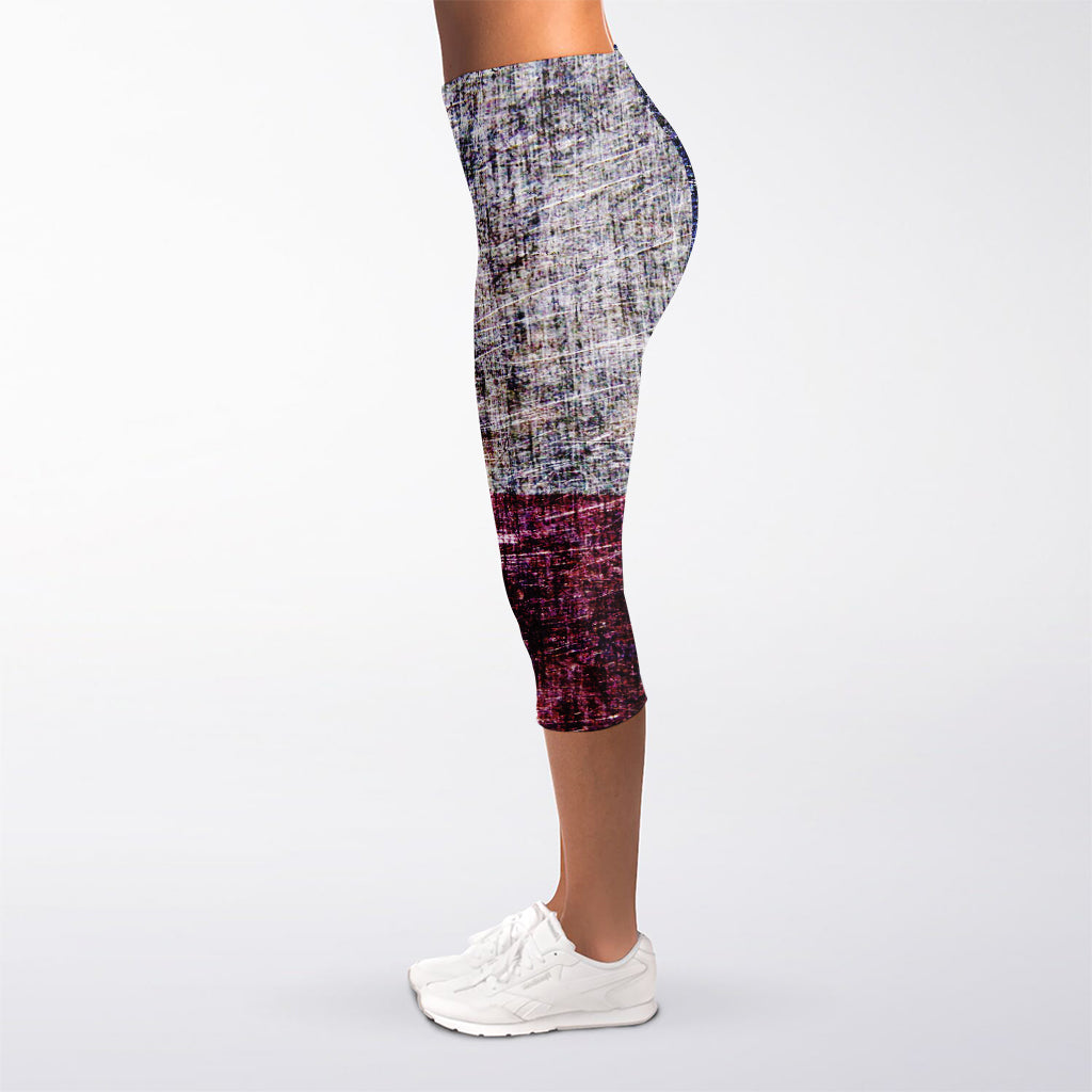 Grunge Texas Flag Print Women's Capri Leggings