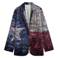 Grunge Texas Flag Print Women's Cotton Blazer