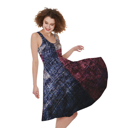 Grunge Texas Flag Print Women's Sleeveless Dress