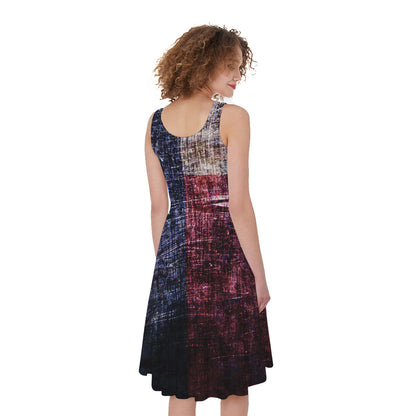 Grunge Texas Flag Print Women's Sleeveless Dress