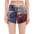 Grunge Texas Flag Print Women's Split Running Shorts
