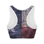 Grunge Texas Flag Print Women's Sports Bra