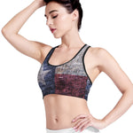 Grunge Texas Flag Print Women's Sports Bra