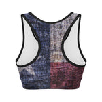 Grunge Texas Flag Print Women's Sports Bra