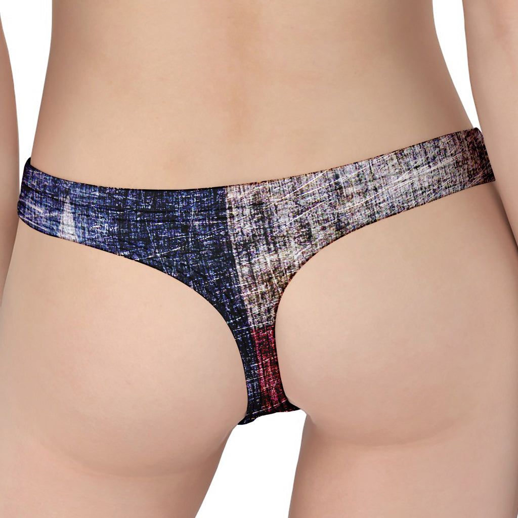 Grunge Texas Flag Print Women's Thong