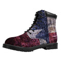Grunge Texas Flag Print Padded Collar Lace Up Boots