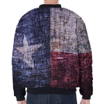 Grunge Texas Flag Print Zip Sleeve Bomber Jacket