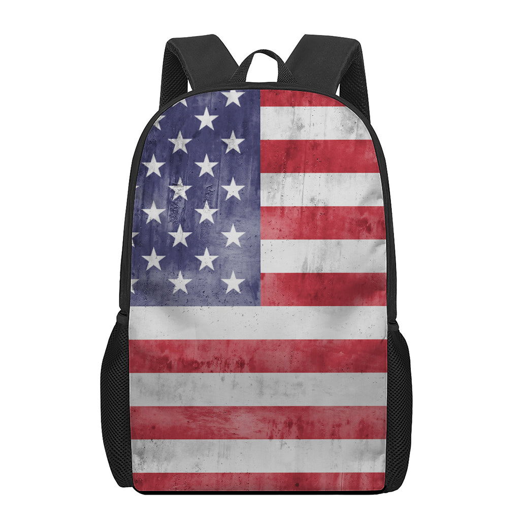 Grunge USA Flag Print 17 Inch Backpack