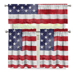 Grunge USA Flag Print 3 Piece Kitchen Curtains