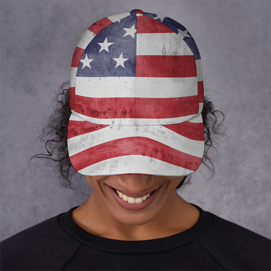 Grunge USA Flag Print Baseball Cap