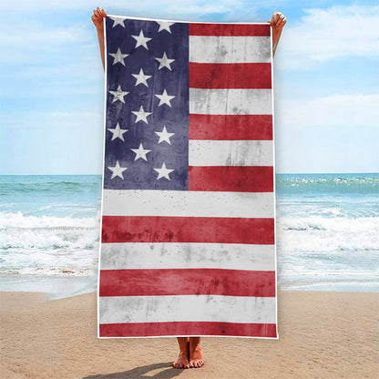 Grunge USA Flag Print Beach Towel