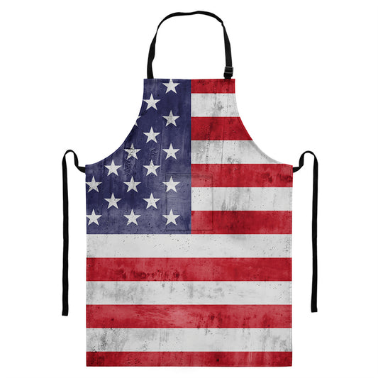 Grunge USA Flag Print Bib Apron With Pocket