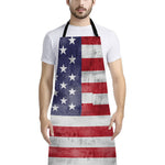 Grunge USA Flag Print Bib Apron With Pocket