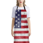 Grunge USA Flag Print Bib Apron With Pocket