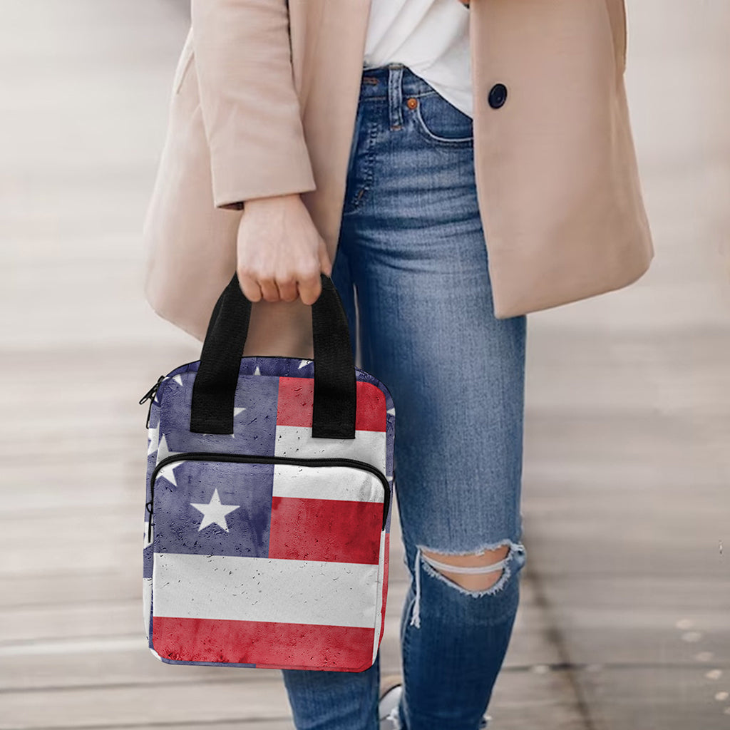 Grunge USA Flag Print Bible Tote Bag