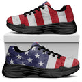 Grunge USA Flag Print Black Chunky Shoes