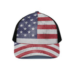 Grunge USA Flag Print Black Mesh Trucker Cap
