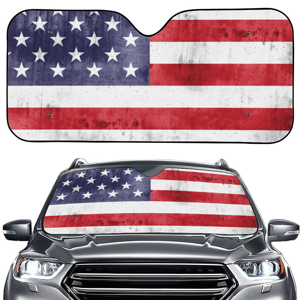 Grunge USA Flag Print Car Windshield Sun Shade