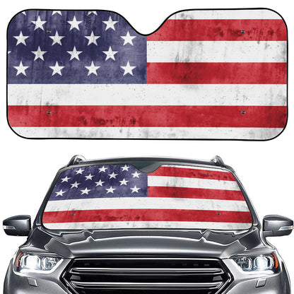 Grunge USA Flag Print Car Windshield Sun Shade