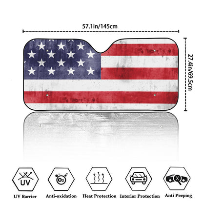 Grunge USA Flag Print Car Windshield Sun Shade