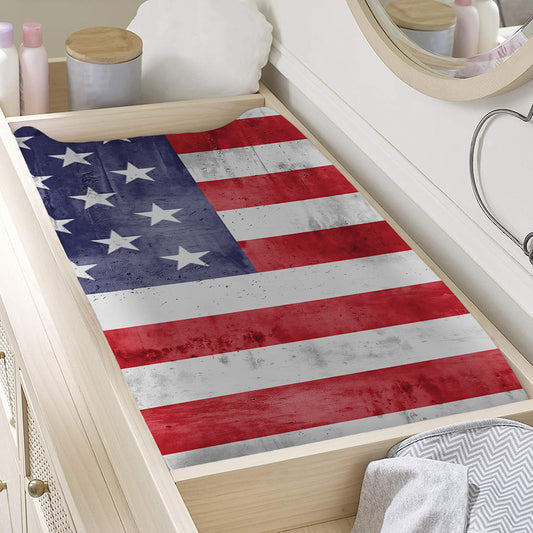 Grunge USA Flag Print Changing Pad Cover