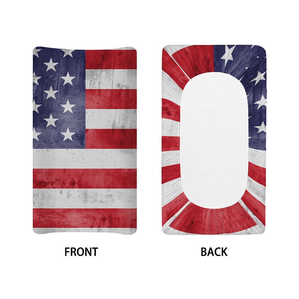 Grunge USA Flag Print Changing Pad Cover