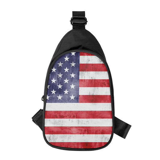 Grunge USA Flag Print Chest Bag