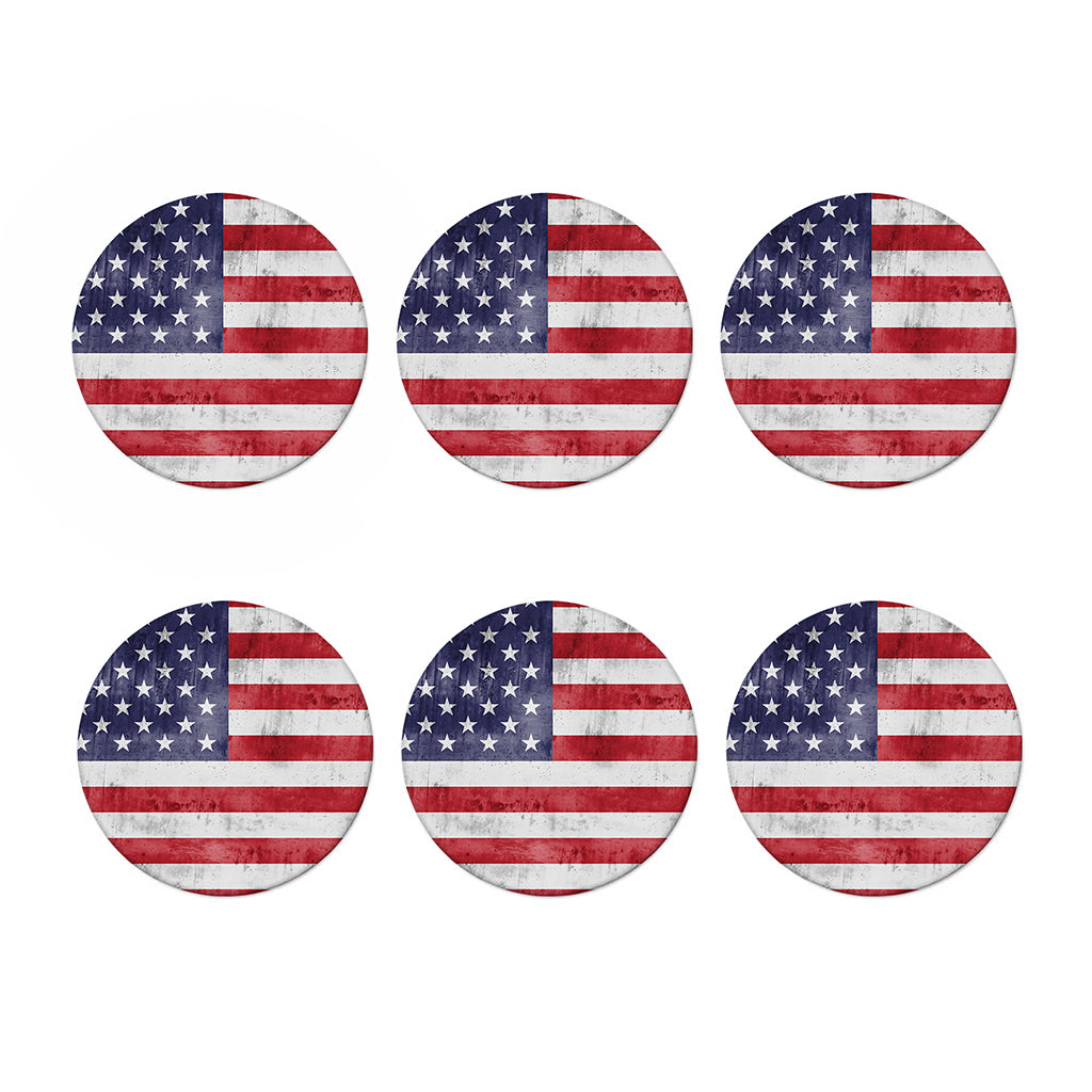 Grunge USA Flag Print Coaster Set