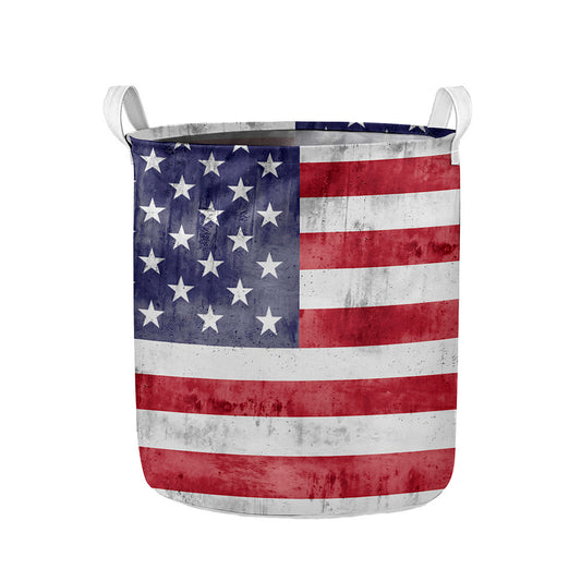 Grunge USA Flag Print Collapsible Laundry Basket