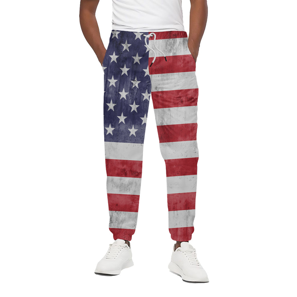 Grunge USA Flag Print Cotton Pants