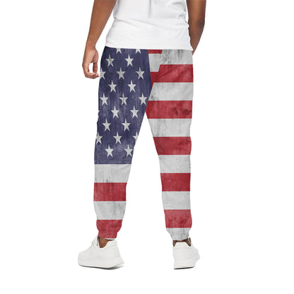 Grunge USA Flag Print Cotton Pants