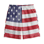 Grunge USA Flag Print Cotton Shorts