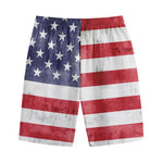 Grunge USA Flag Print Cotton Shorts