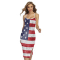 Grunge USA Flag Print Cross Back Cami Dress