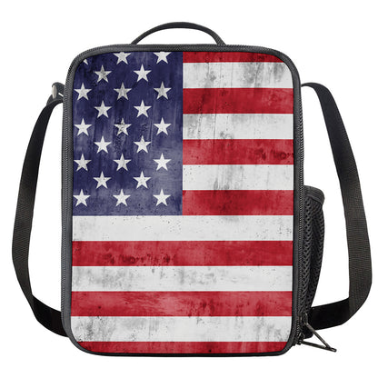 Grunge USA Flag Print Crossbody Lunch Bag