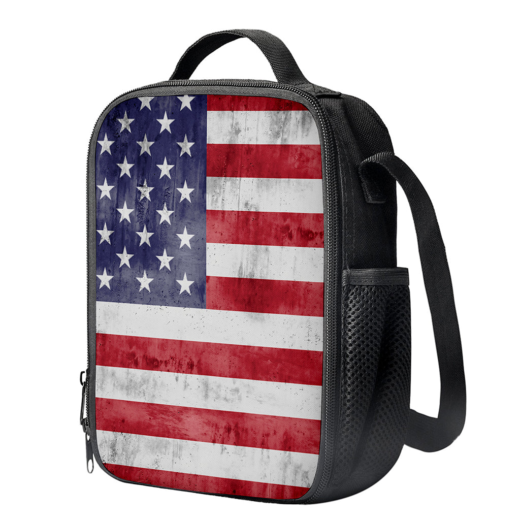 Grunge USA Flag Print Crossbody Lunch Bag