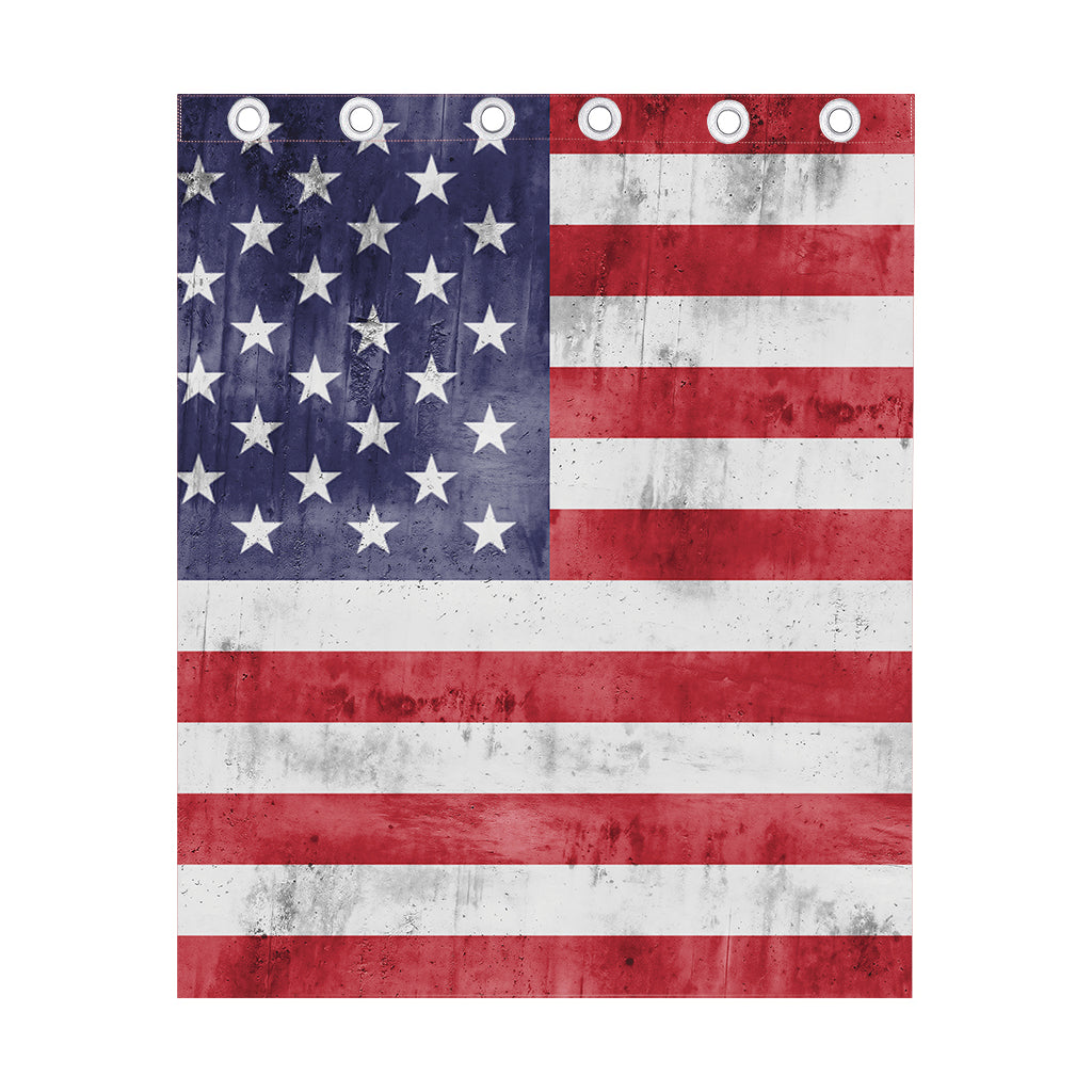 Grunge USA Flag Print Curtain