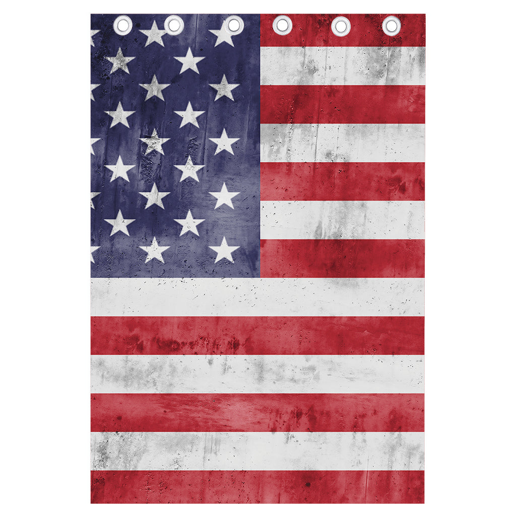 Grunge USA Flag Print Curtain