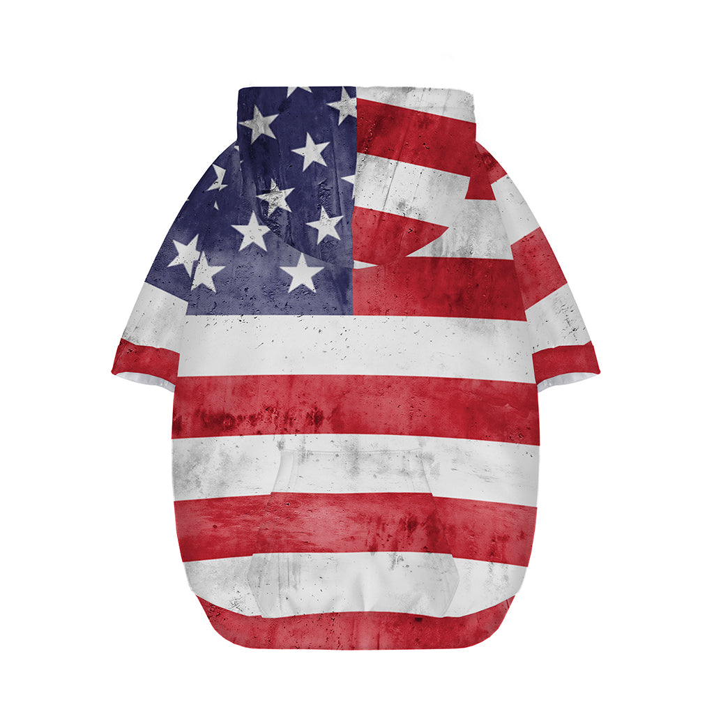 Grunge USA Flag Print Dog Zip Up Hoodie