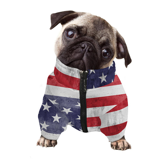 Grunge USA Flag Print Dog Zip Up Jacket