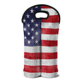 Grunge USA Flag Print Double Neoprene Wine Tote