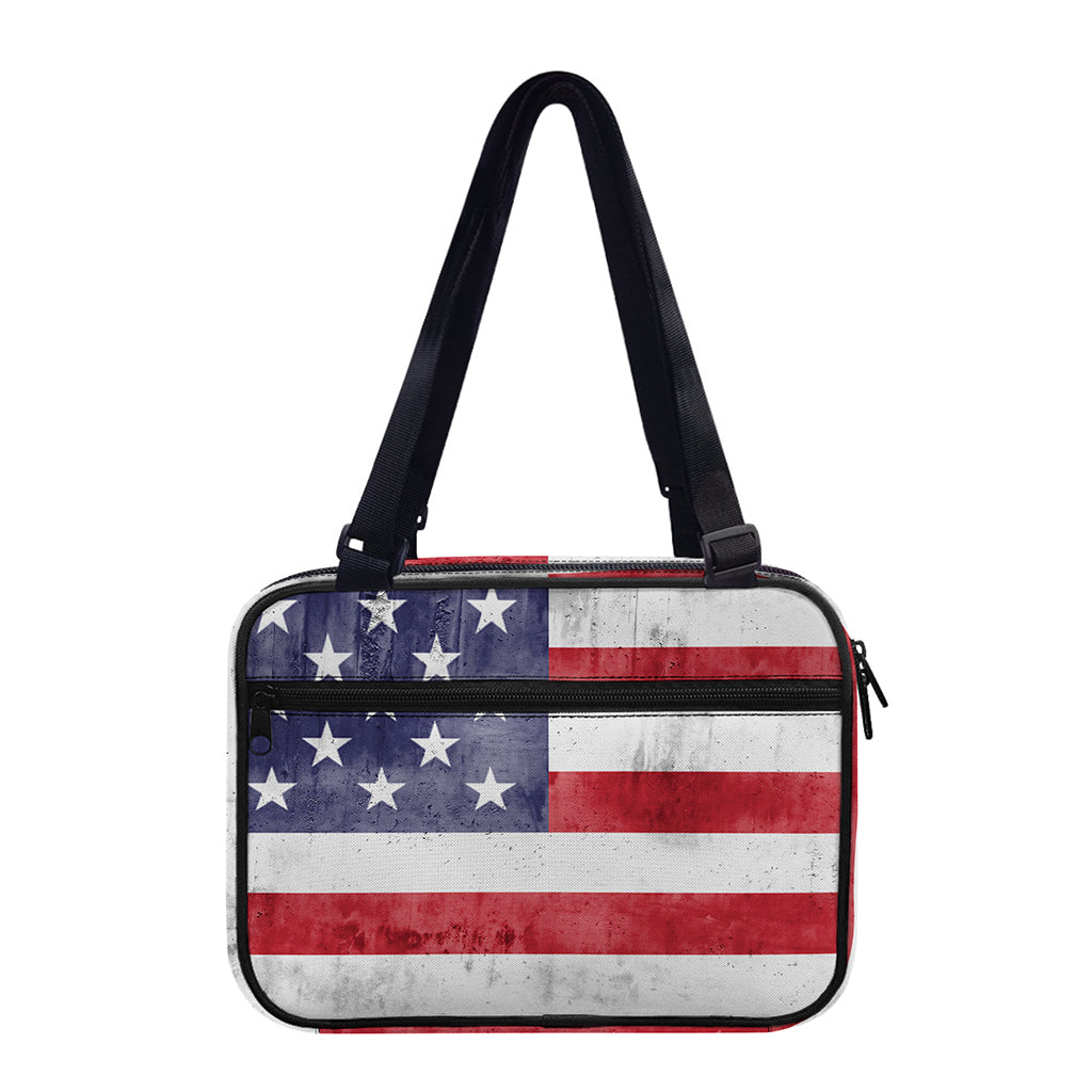 Grunge USA Flag Print Double Strap Bible Bag