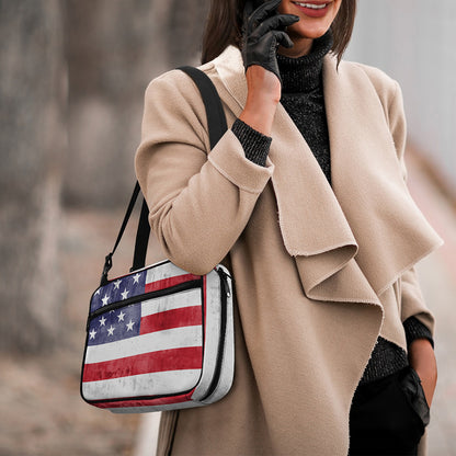 Grunge USA Flag Print Double Strap Bible Bag