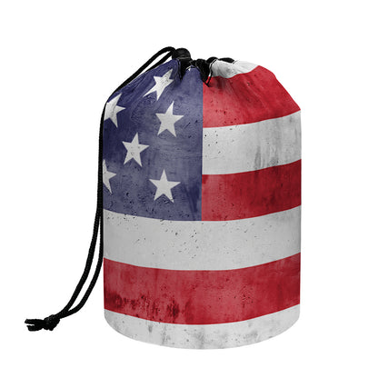 Grunge USA Flag Print Drawstring Makeup Bag