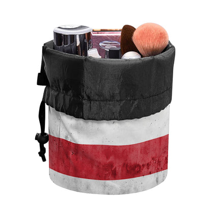 Grunge USA Flag Print Drawstring Makeup Bag