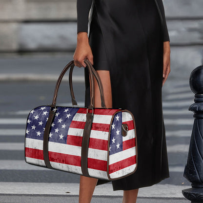 Grunge USA Flag Print Duffle Bag